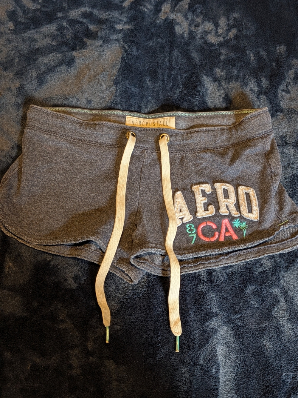 Aéropostale French Terry Sweat Shorts Gray Drawstring Logo Pockets Mid Rise XS